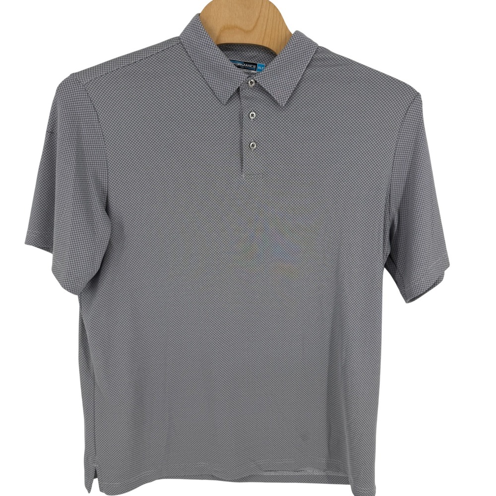 Roundtree & Yorke Performance Polo Shirt Mens XLT Grey Micro Pattern S/S